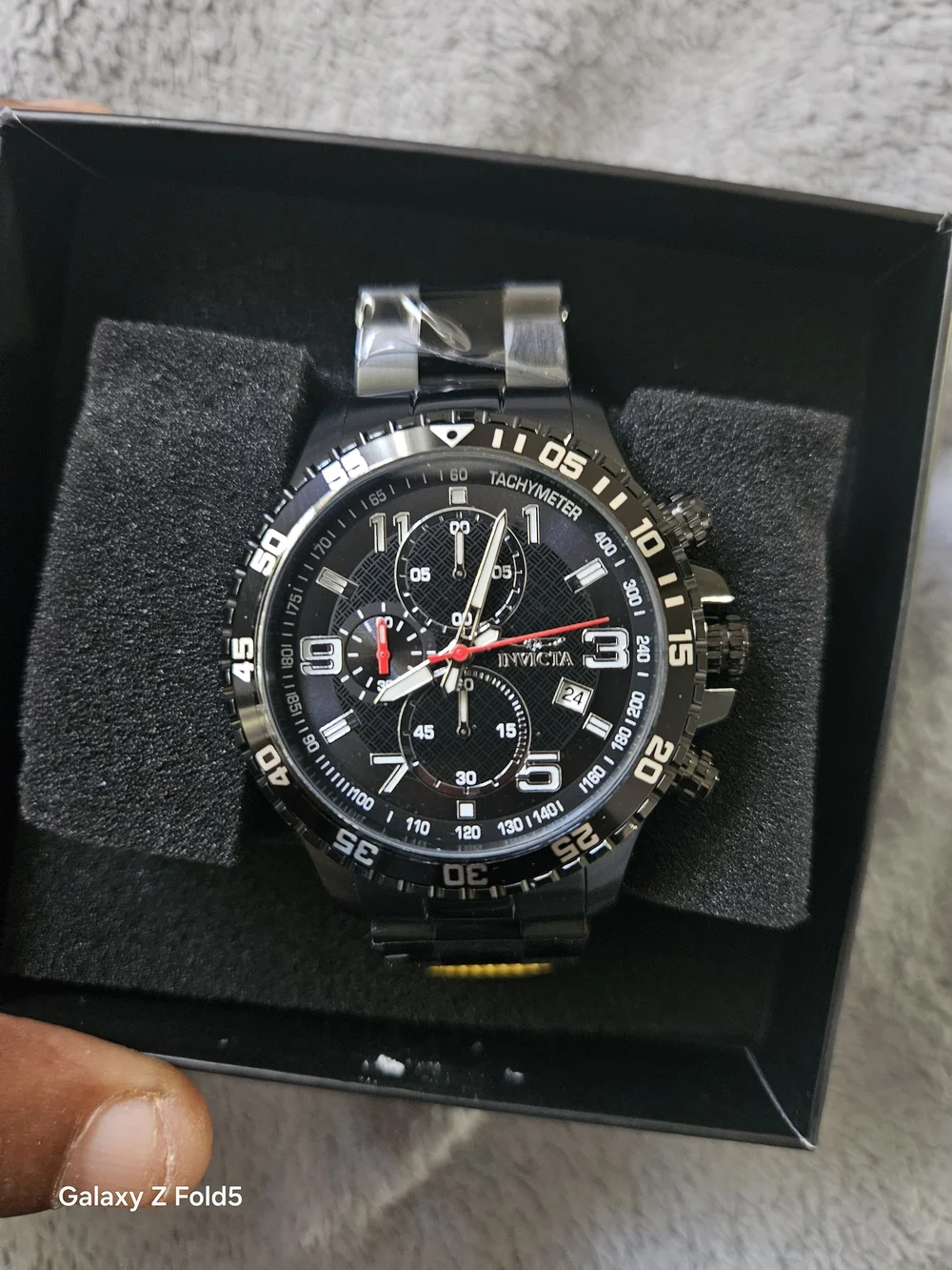 Invicta Black and Red Chronograph Tachymeter Watch 48mm